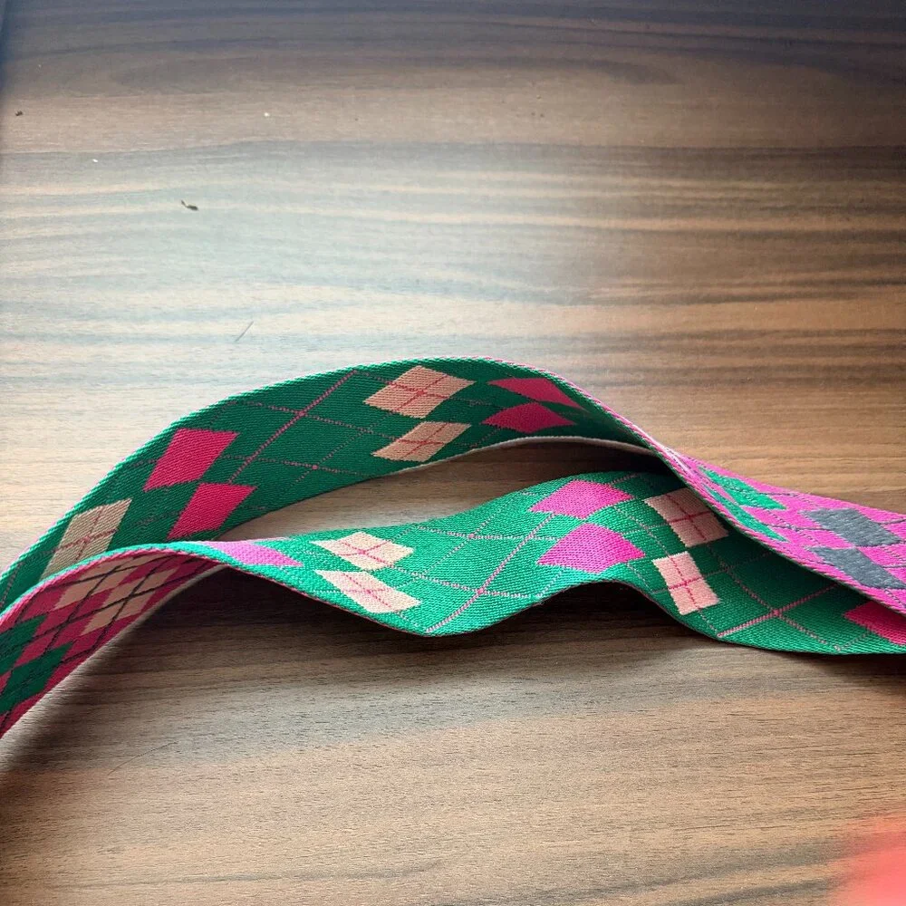 Ahdorned Pink Argyle Crossbody Bag Strap - Picture 2 of 4